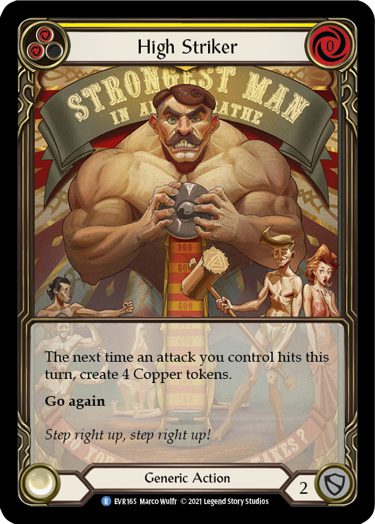 Flesh and Blood TCG | High Striker (Yellow) [EVR165] (Everfest)  1st Edition Extended Art Rainbow Foil | The Nerd Merchant