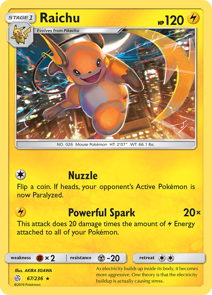 Pokemon| Raichu (67/236) [Sun & Moon: Cosmic Eclipse] | The Nerd Merchant