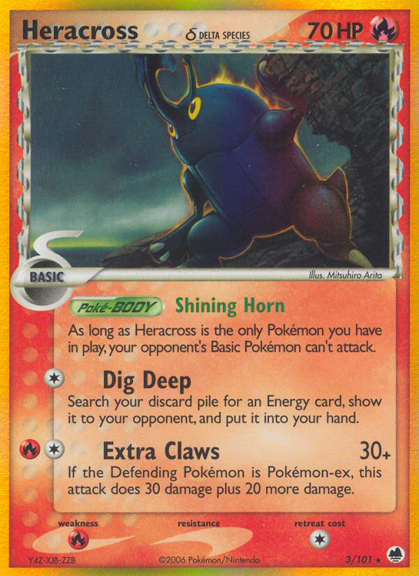 Pokemon | Heracross (3/101) (Delta Species) [EX: Dragon Frontiers] | The Nerd Merchant