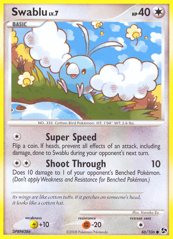 Pokemon | Swablu (86/106) [Diamond & Pearl: Great Encounters] | The Nerd Merchant