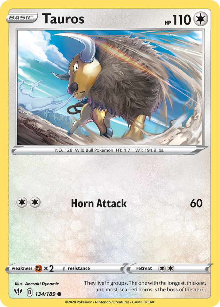 Pokemon | Tauros (134/189) [Sword & Shield: Darkness Ablaze] | The Nerd Merchant