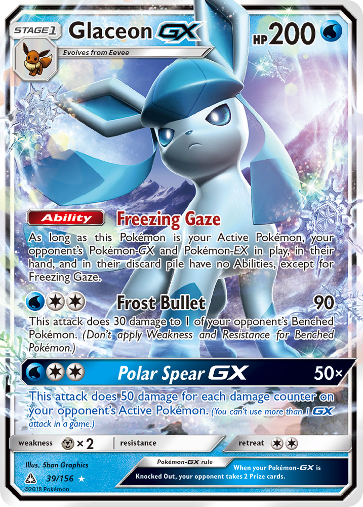 Pokemon | Glaceon GX (39/156) [Sun & Moon: Ultra Prism] | The Nerd Merchant