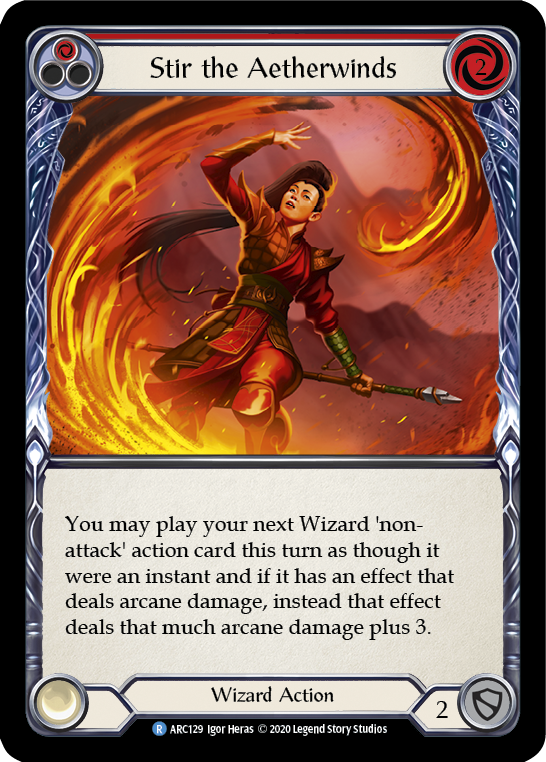 Flesh and Blood TCG | Stir the Aetherwinds (Red) [U-ARC129] (Arcane Rising Unlimited)  Unlimited Rainbow Foil | The Nerd Merchant