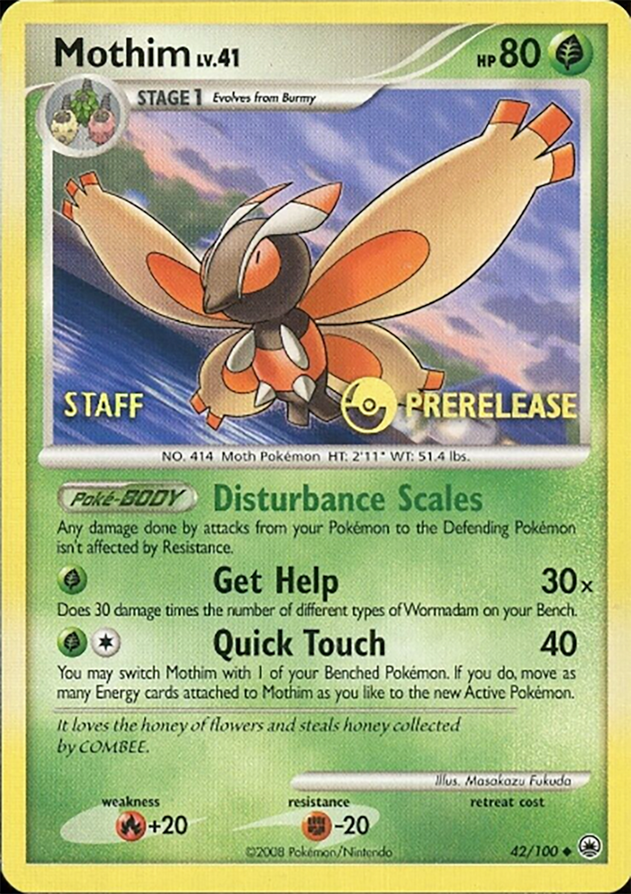 Pokemon | Mothim (42/100) (Staff Prerelease Promo) [Diamond & Pearl: Majestic Dawn] | The Nerd Merchant