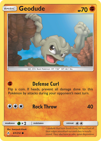 Pokemon | Geodude (87/214) [Sun & Moon: Unbroken Bonds] | The Nerd Merchant