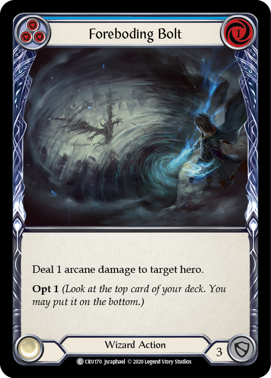 Flesh and Blood TCG | Foreboding Bolt (Blue) [CRU170] (Crucible of War)  1st Edition Rainbow Foil | The Nerd Merchant