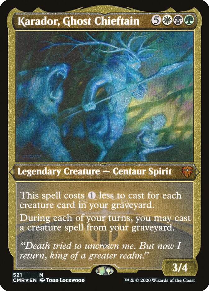 Magic | Karador, Ghost Chieftain (Etched) [Commander Legends] | The Nerd Merchant