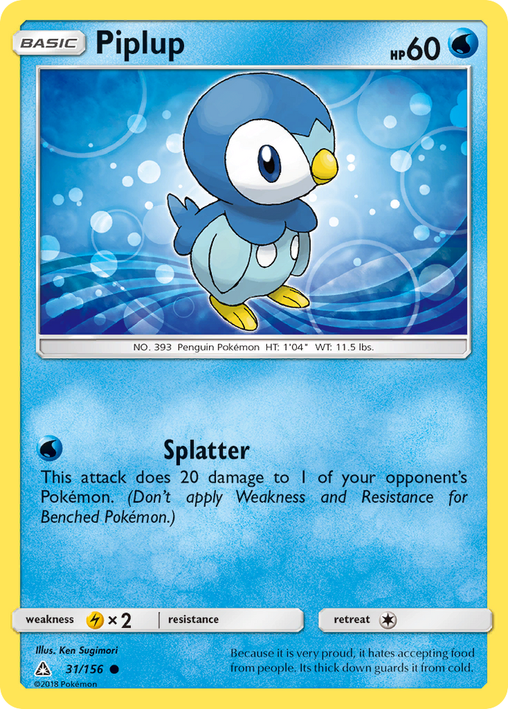 Pokemon | Piplup (31/156) [Sun & Moon: Ultra Prism] | The Nerd Merchant