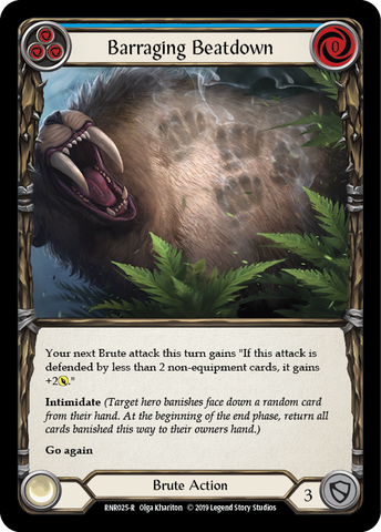 Flesh and Blood TCG | Barraging Beatdown (Blue) [RNR025-R] (Rhinar Hero Deck)  1st Edition Normal | The Nerd Merchant