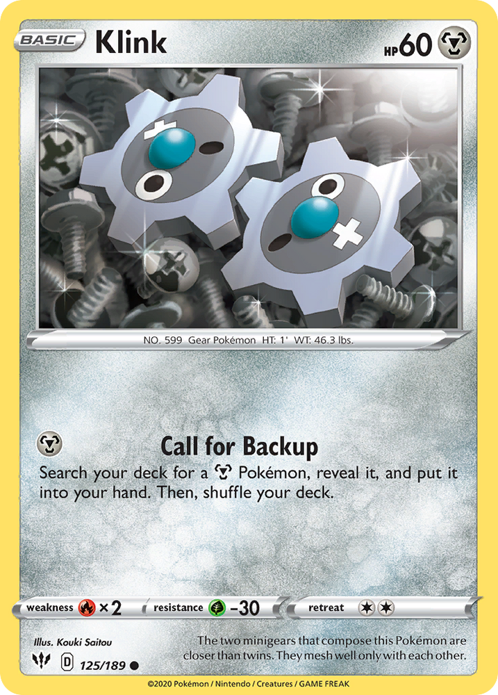 Pokemon | Klink (125/189) [Sword & Shield: Darkness Ablaze] | The Nerd Merchant
