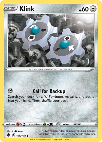 Pokemon | Klink (125/189) [Sword & Shield: Darkness Ablaze] | The Nerd Merchant