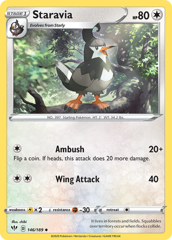 Pokemon | Staravia (146/189) [Sword & Shield: Darkness Ablaze] | The Nerd Merchant