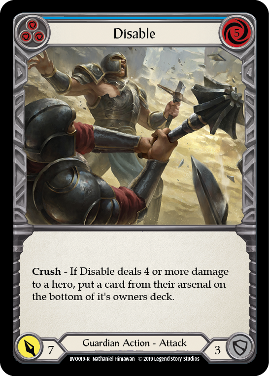 Flesh and Blood TCG | Disable (Blue) [BVO019-R] (Bravo Hero Deck)  1st Edition Normal | The Nerd Merchant