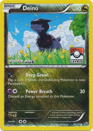 Pokemon | Deino (97/113) (League Promo 2nd Place) [Black & White: Legendary Treasures] | The Nerd Merchant