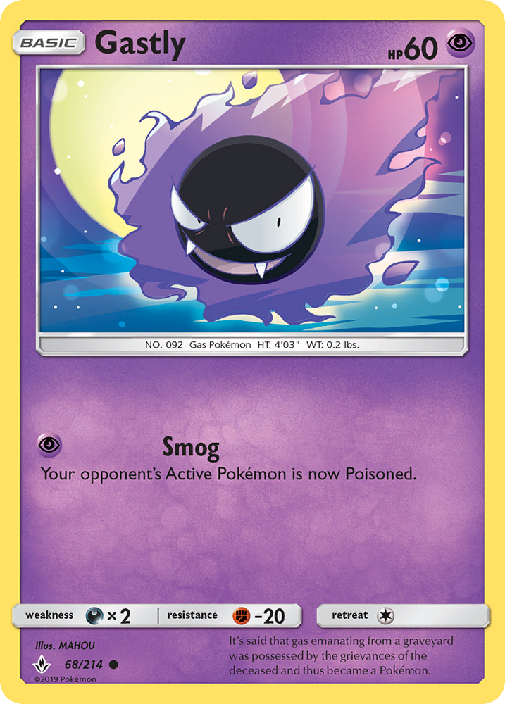 Pokemon | Gastly (68/214) [Sun & Moon: Unbroken Bonds] | The Nerd Merchant