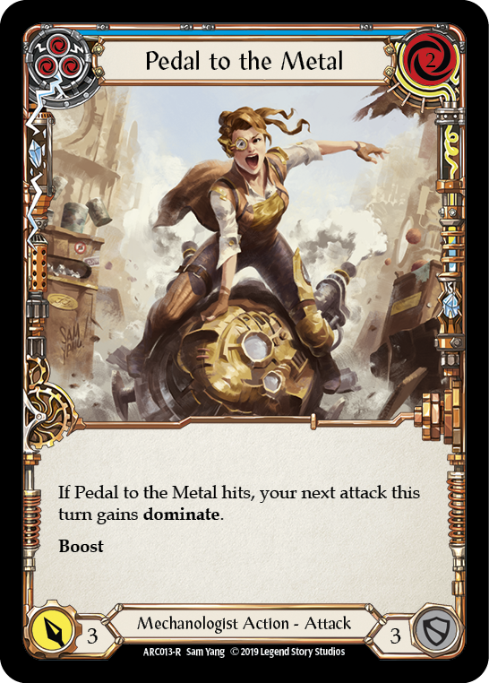 Flesh and Blood TCG | Pedal to the Metal (Blue) [ARC013-R] (Arcane Rising)  1st Edition Rainbow Foil | The Nerd Merchant