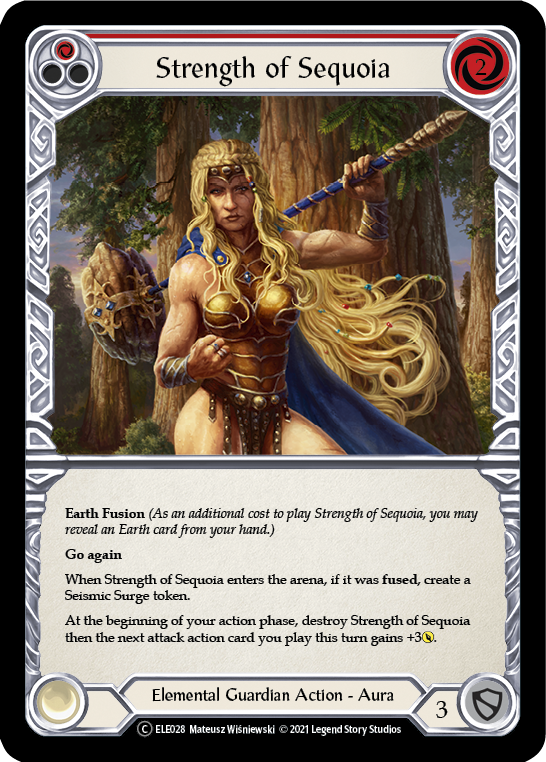 Flesh and Blood TCG | Strength of Sequoia (Red) [U-ELE028] (Tales of Aria Unlimited)  Unlimited Rainbow Foil | The Nerd Merchant