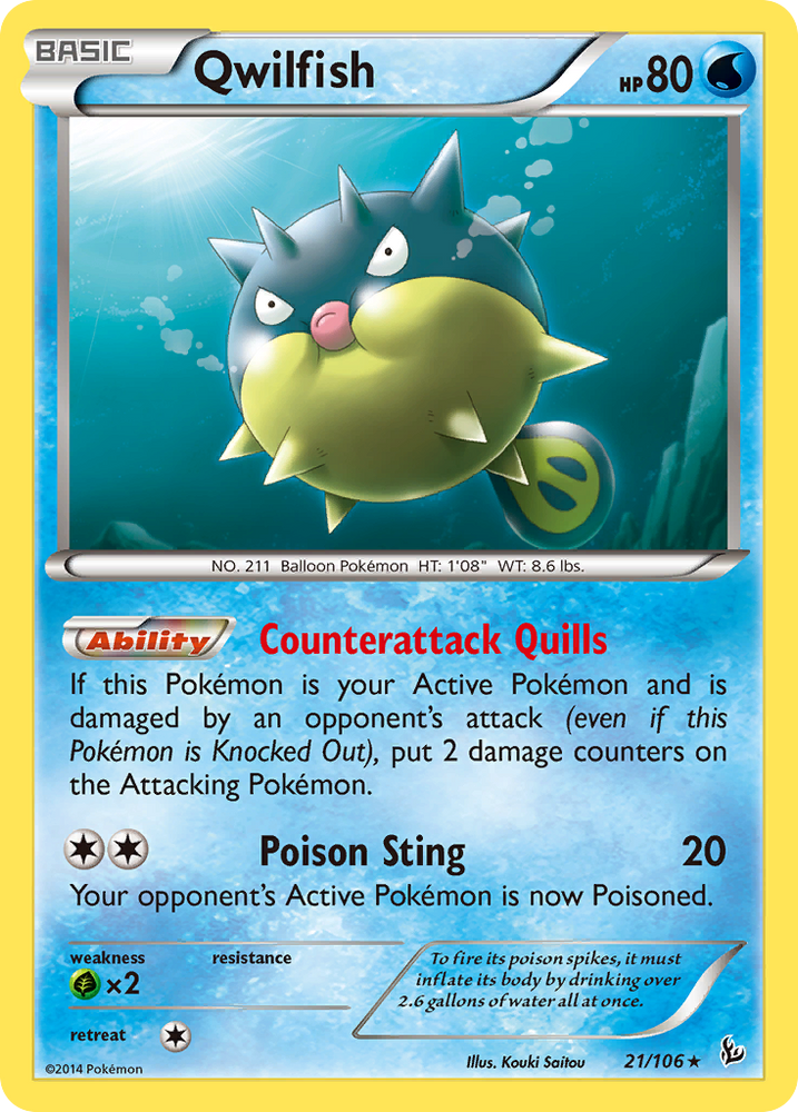 Pokemon | Qwilfish (21/106) [XY: Flashfire] | The Nerd Merchant