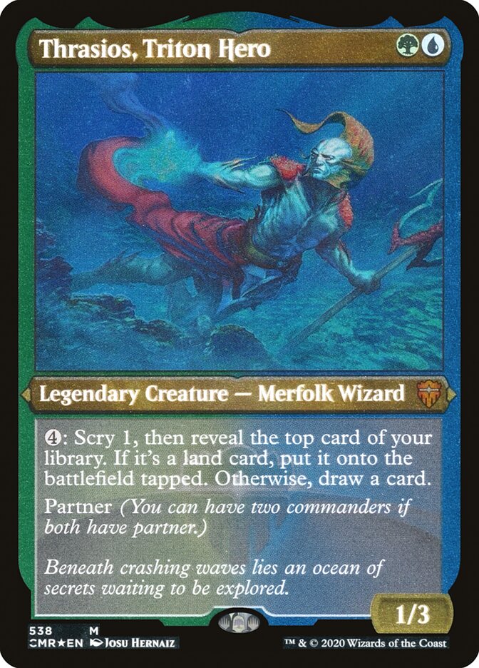 Magic | Thrasios, Triton Hero (Etched) [Commander Legends] | The Nerd Merchant