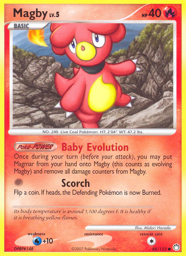 Pokemon | Magby (88/123) [Diamond & Pearl: Mysterious Treasures] | The Nerd Merchant