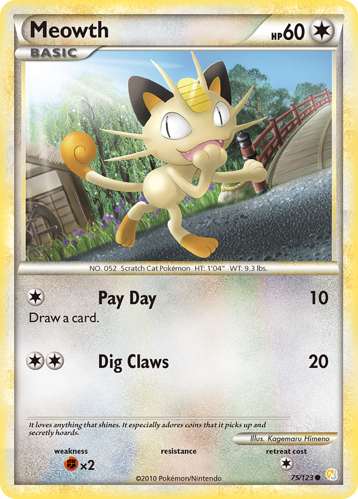 Pokemon | Meowth (75/123) [HeartGold & SoulSilver: Base Set] | The Nerd Merchant
