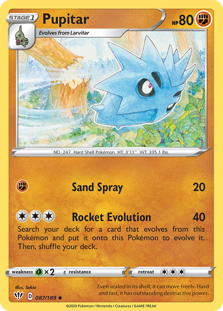 Pokemon | Pupitar (087/189) [Sword & Shield: Darkness Ablaze] | The Nerd Merchant