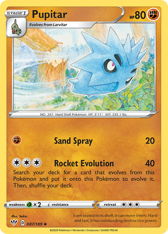 Pokemon | Pupitar (087/189) [Sword & Shield: Darkness Ablaze] | The Nerd Merchant