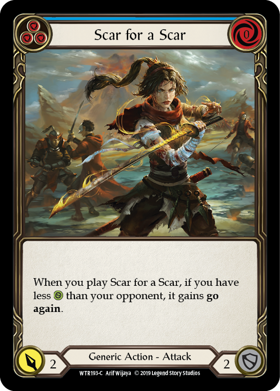 Flesh and Blood TCG | Scar for a Scar (Blue) [WTR193-C] (Welcome to Rathe)  Alpha Print Rainbow Foil | The Nerd Merchant