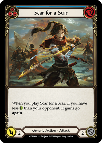 Flesh and Blood TCG | Scar for a Scar (Blue) [WTR193-C] (Welcome to Rathe)  Alpha Print Rainbow Foil | The Nerd Merchant