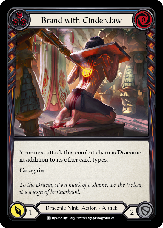 Flesh and Blood TCG | Brand with Cinderclaw (Blue) [UPR062] (Uprising)  Rainbow Foil | The Nerd Merchant