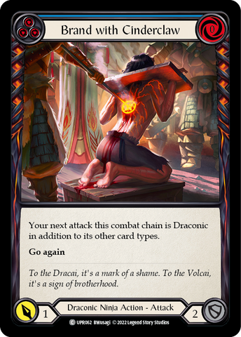 Flesh and Blood TCG | Brand with Cinderclaw (Blue) [UPR062] (Uprising)  Rainbow Foil | The Nerd Merchant