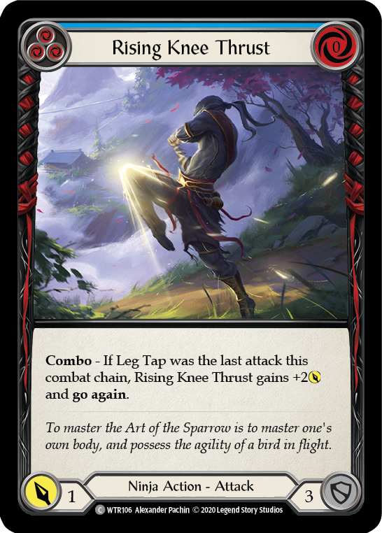 Flesh and Blood TCG | Rising Knee Thrust (Blue) [U-WTR106] (Welcome to Rathe Unlimited)  Unlimited Rainbow Foil | The Nerd Merchant