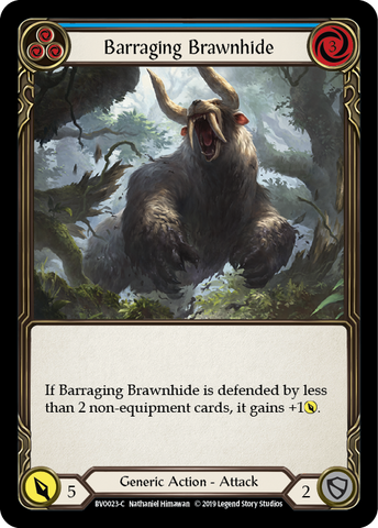 Flesh and Blood TCG | Barraging Brawnhide (Blue) [BVO023-C] (Bravo Hero Deck)  1st Edition Normal | The Nerd Merchant