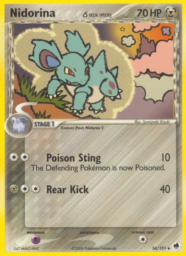 Pokemon | Nidorina (34/101) (Delta Species) [EX: Dragon Frontiers] | The Nerd Merchant