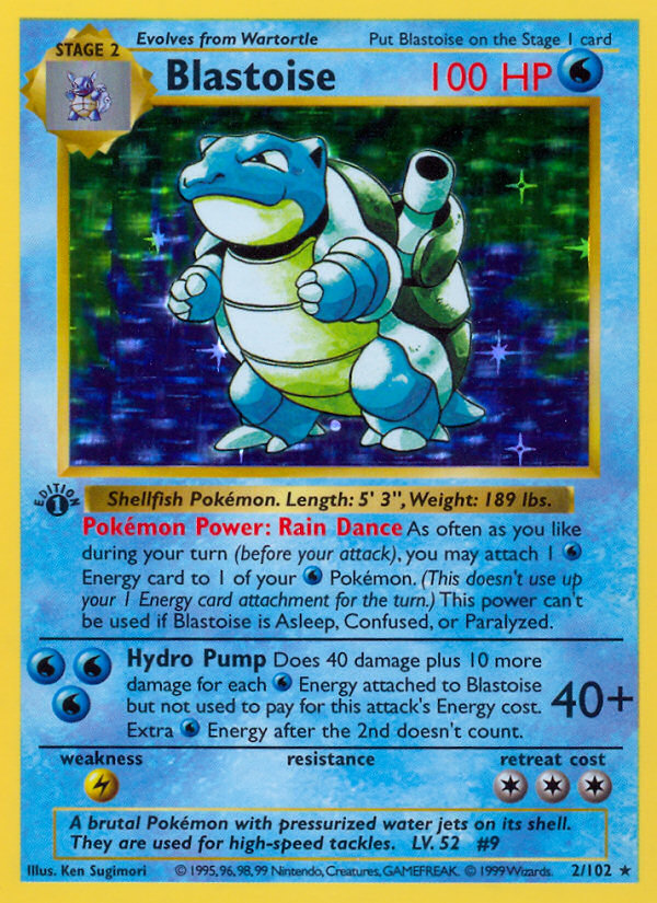 Pokemon | Blastoise (2/102) (Shadowless) [Base Set 1st Edition] | The Nerd Merchant)