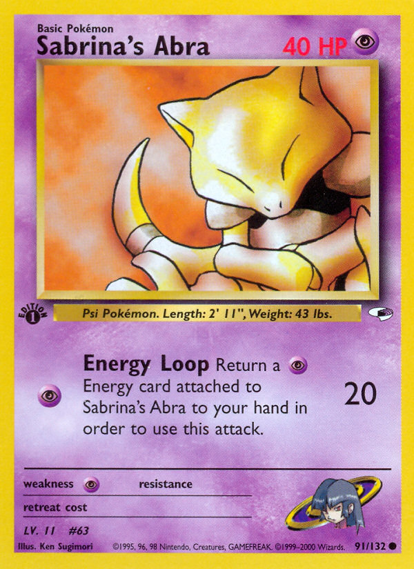 Pokemon | Sabrina's Abra (91/132) [Gym Heroes 1st Edition] | The Nerd Mechant