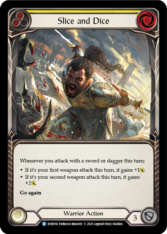 Flesh and Blood TCG | Slice and Dice (Yellow) [EVR058] (Everfest)  1st Edition Rainbow Foil | The Nerd Merchant