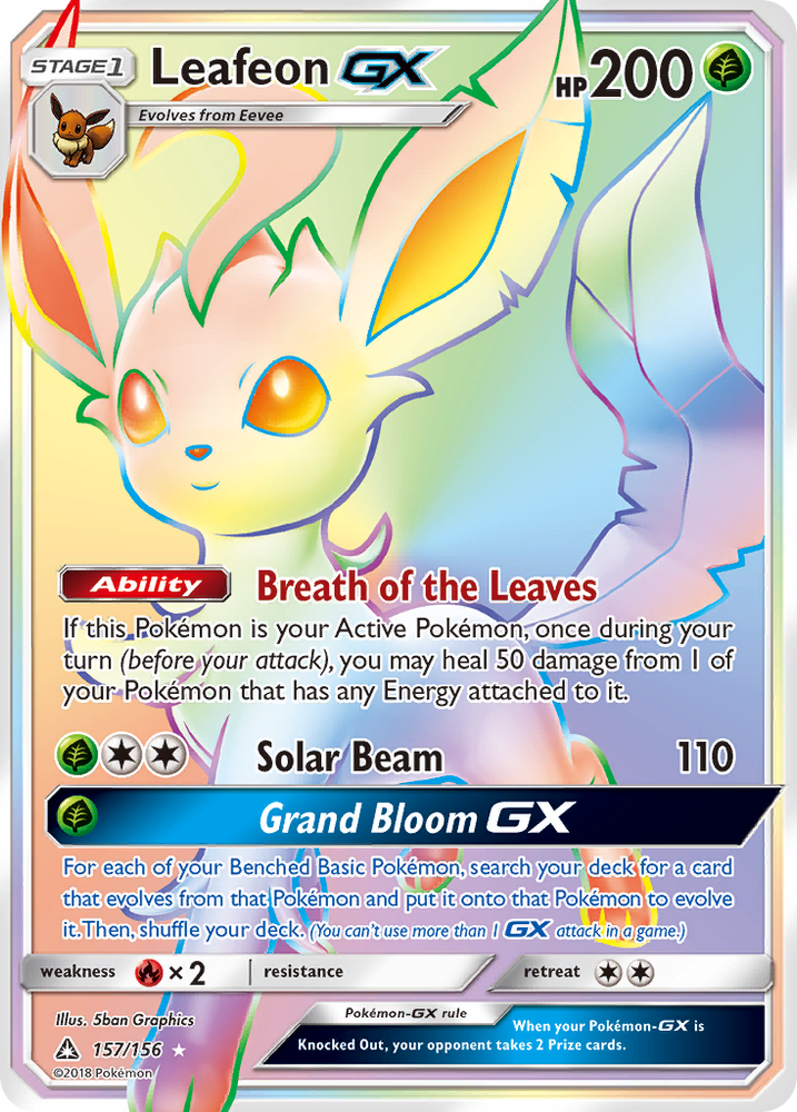 Pokemon | Leafeon GX (157/156) [Sun & Moon: Ultra Prism] | The Nerd Merchant