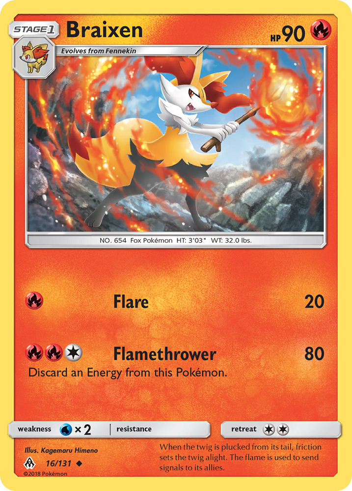 Pokemon | Braixen (16/131) [Sun & Moon: Forbidden Light] | The Nerd Merchant