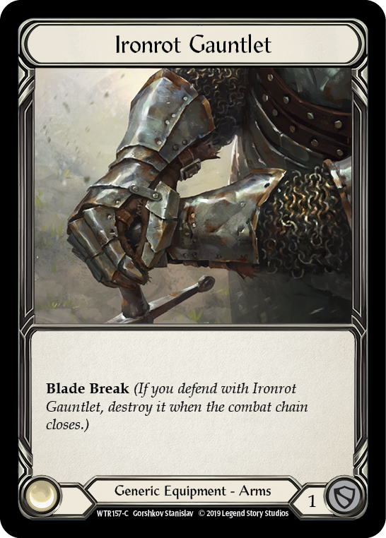 Flesh and Blood TCG | Ironrot Gauntlet [WTR157-C] (Welcome to Rathe)  Alpha Print Cold Foil | The Nerd Merchant