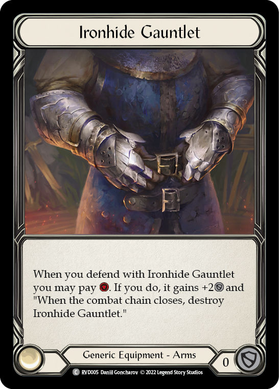 Flesh and Blood TCG | Ironhide Gauntlet [RVD005] (Classic Battles: Rhinar vs Dorinthea)  Rainbow Foil | The Nerd Merchant