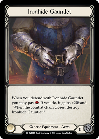 Flesh and Blood TCG | Ironhide Gauntlet [RVD005] (Classic Battles: Rhinar vs Dorinthea)  Rainbow Foil | The Nerd Merchant