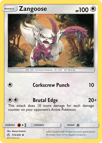 Pokemon| Zangoose (173/236) [Sun & Moon: Cosmic Eclipse] | The Nerd Merchant