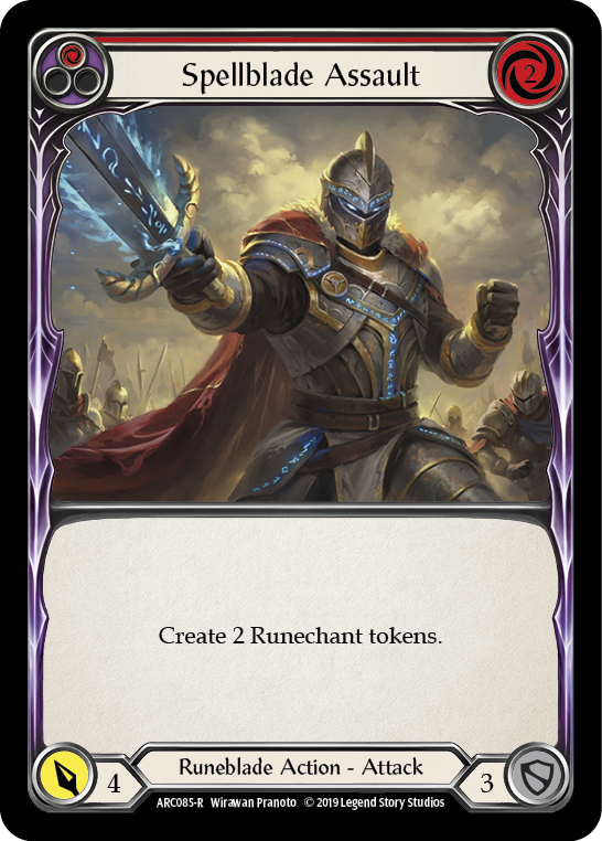 Flesh and Blood TCG | Spellblade Assault (Red) [ARC085-R] (Arcane Rising)  1st Edition Rainbow Foil | The Nerd Merchant