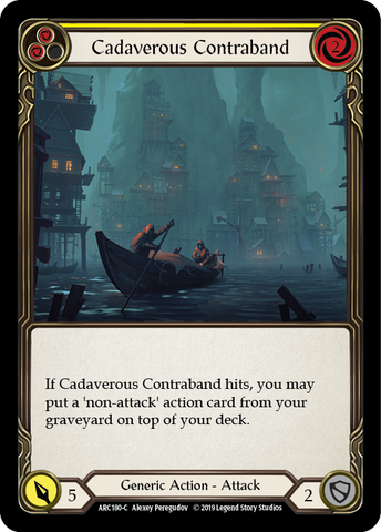 Flesh and Blood TCG | Cadaverous Contraband (Yellow) [ARC180-C] (Arcane Rising)  1st Edition Rainbow Foil | The Nerd Merchant