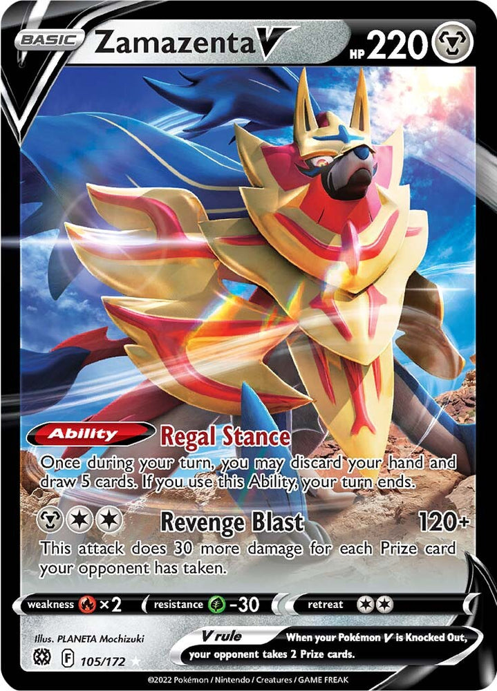 Pokemon | Zamazenta V (105/172) [Sword & Shield: Brilliant Stars] | The Nerd Merchant