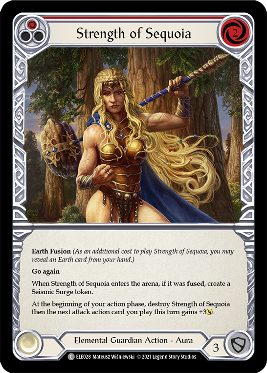 Flesh and Blood TCG | Strength of Sequoia (Red) [ELE028] (Tales of Aria)  1st Edition Rainbow Foil | The Nerd Merchant