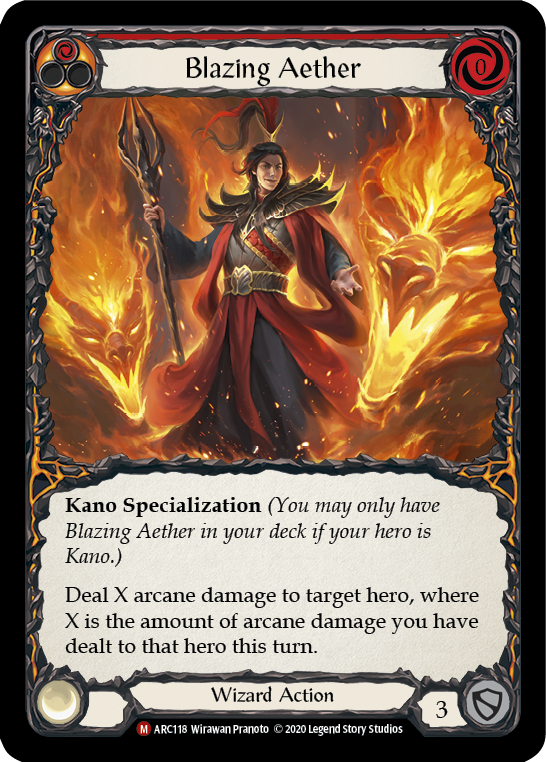 Flesh and Blood TCG | Blazing Aether [U-ARC118] (Arcane Rising Unlimited)  Unlimited Rainbow Foil | The Nerd Merchant