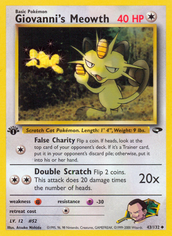 Pokemon | Giovanni's Meowth (43/132) [Gym Challenge 1st Edition] | The Nerd Merchant