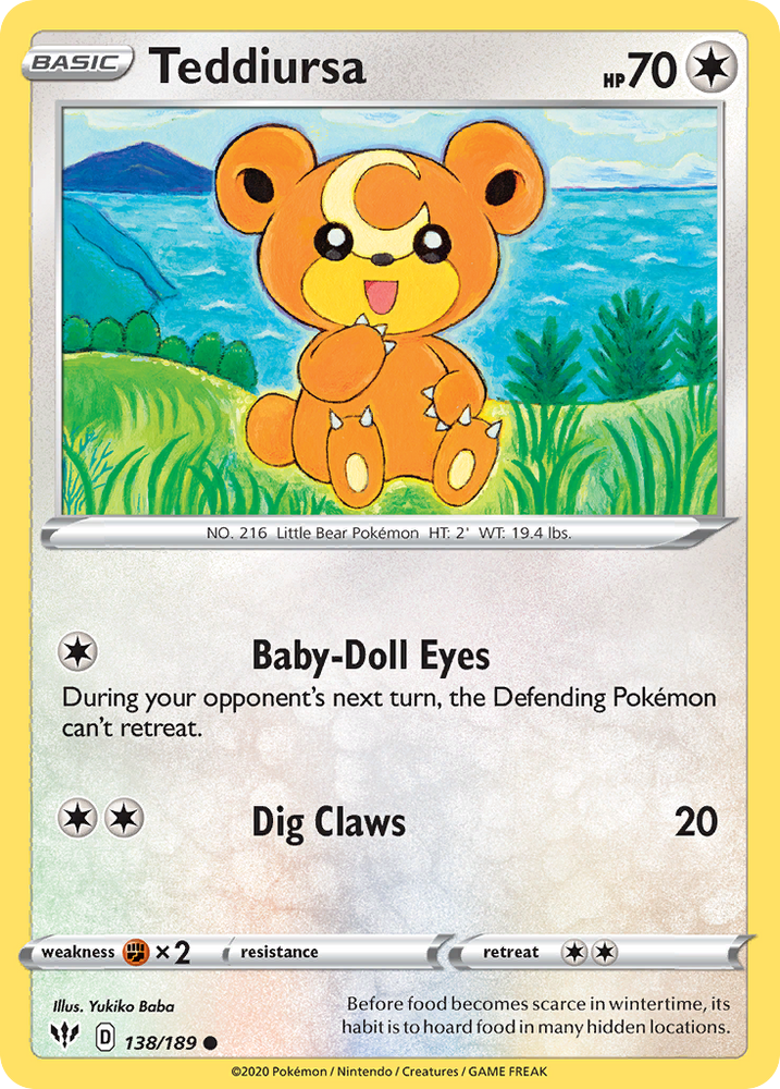 Pokemon | Teddiursa (138/189) [Sword & Shield: Darkness Ablaze] | The Nerd Merchant